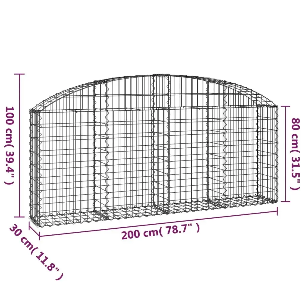 Arched Gabion Basket 200x30x80/100 cm Galvanised Iron 153464