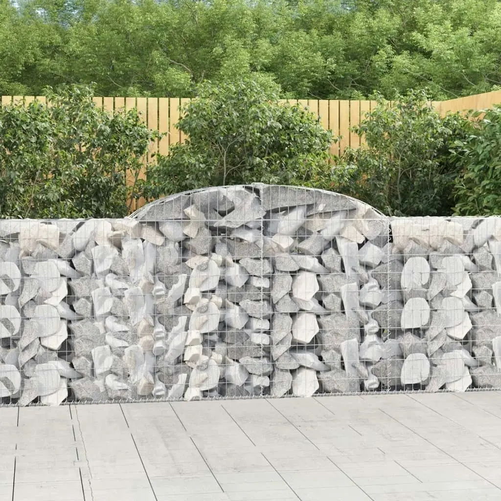 Arched Gabion Baskets 2 pcs 300x30x100/120 cm Galvanised Iron 3146521