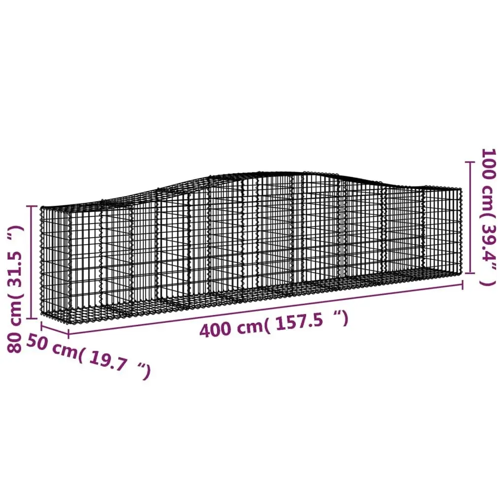 Arched Gabion Baskets 7 pcs 400x50x80/100 cm Galvanised Iron 3145948