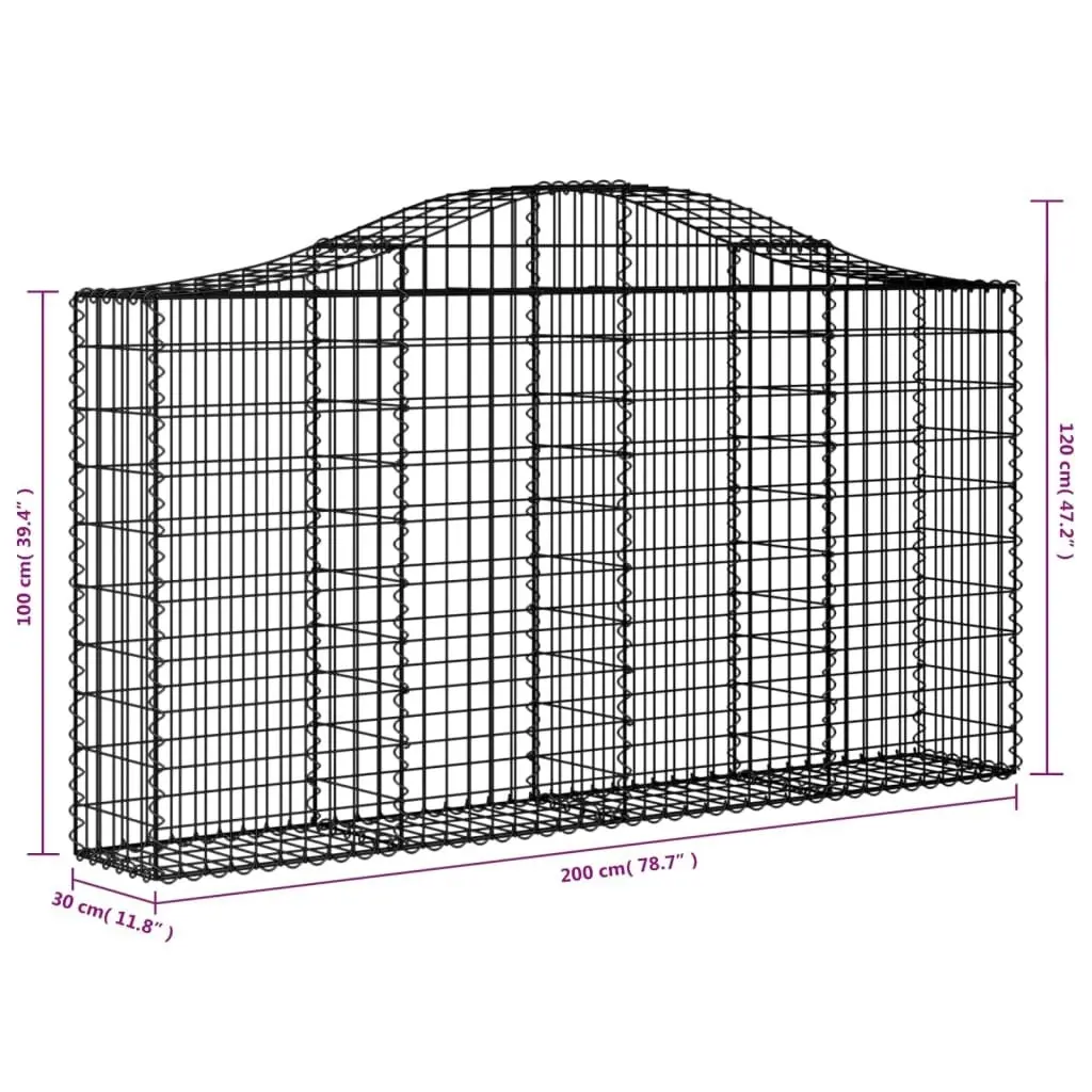 Arched Gabion Baskets 7 pcs 200x30x100/120 cm Galvanised Iron 3145435