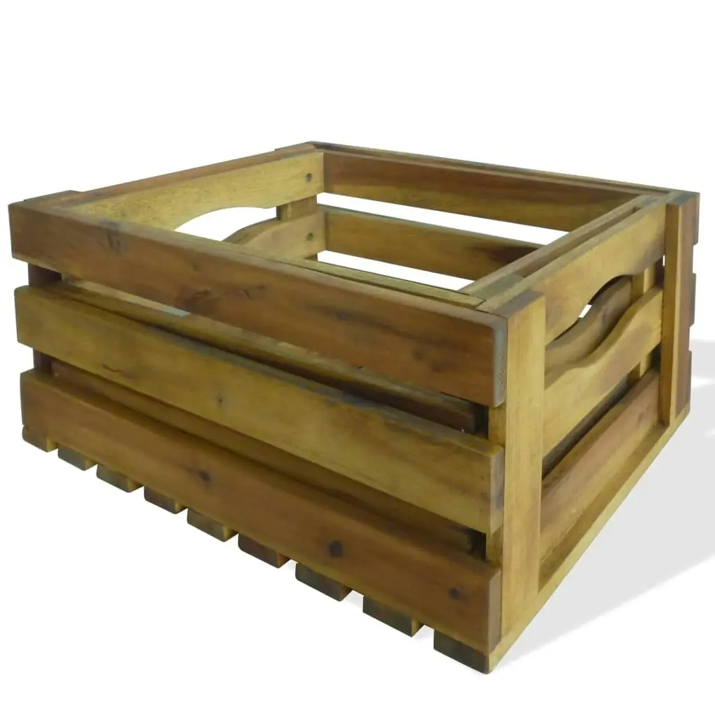 Apple Crate Set 2 Pieces Solid Acacia Wood 43791