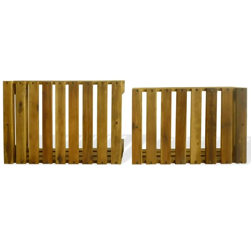 Apple Crate Set 2 Pieces Solid Acacia Wood 43791