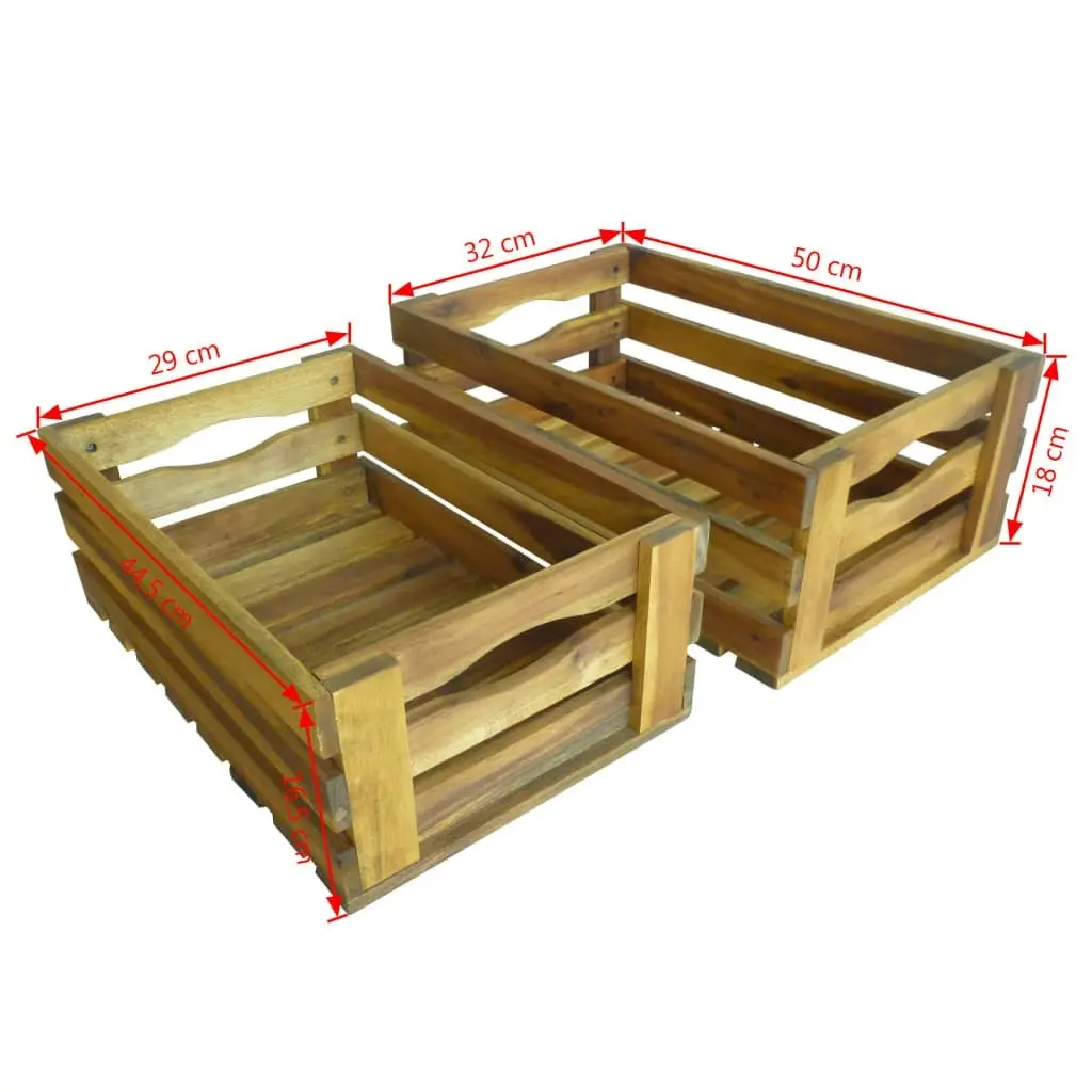 Apple Crate Set 2 Pieces Solid Acacia Wood 43791