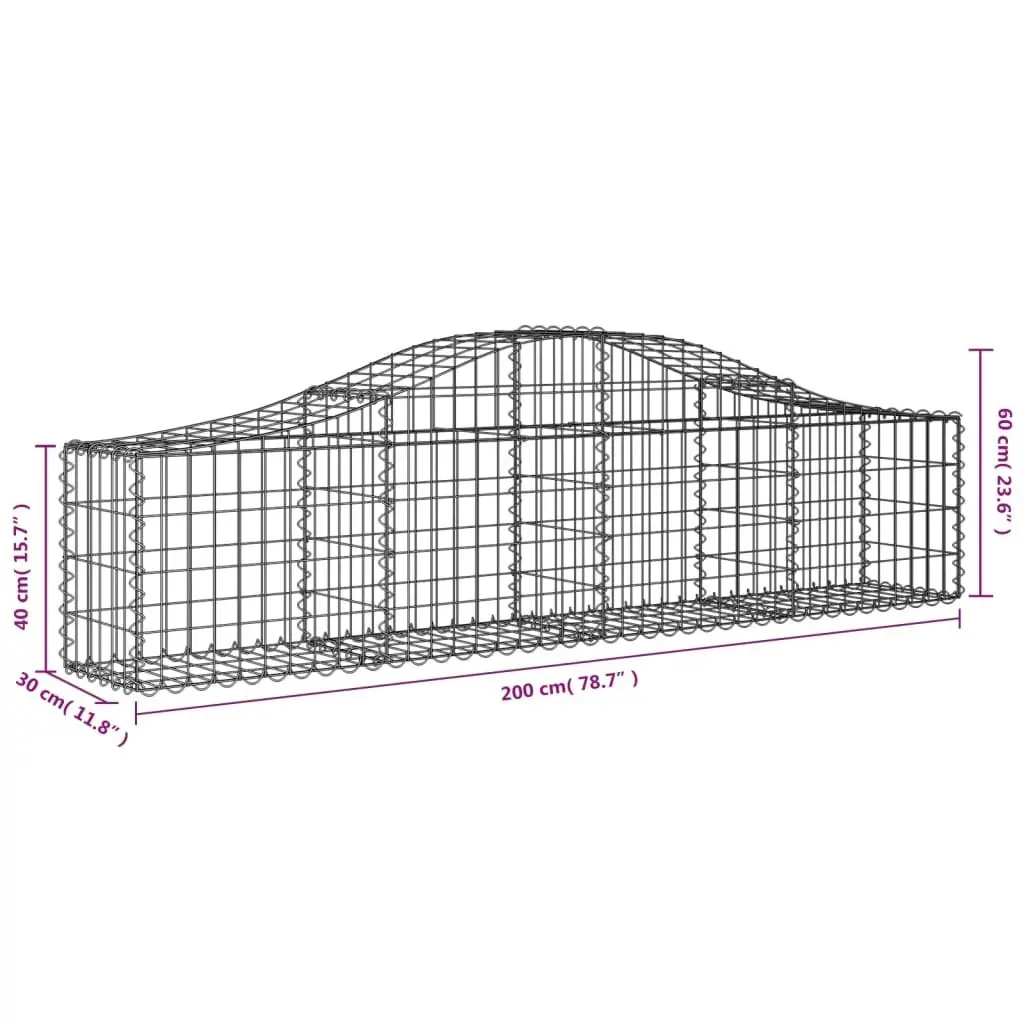 Arched Gabion Baskets 3 pcs 200x30x40/60 cm Galvanised Iron 3145368