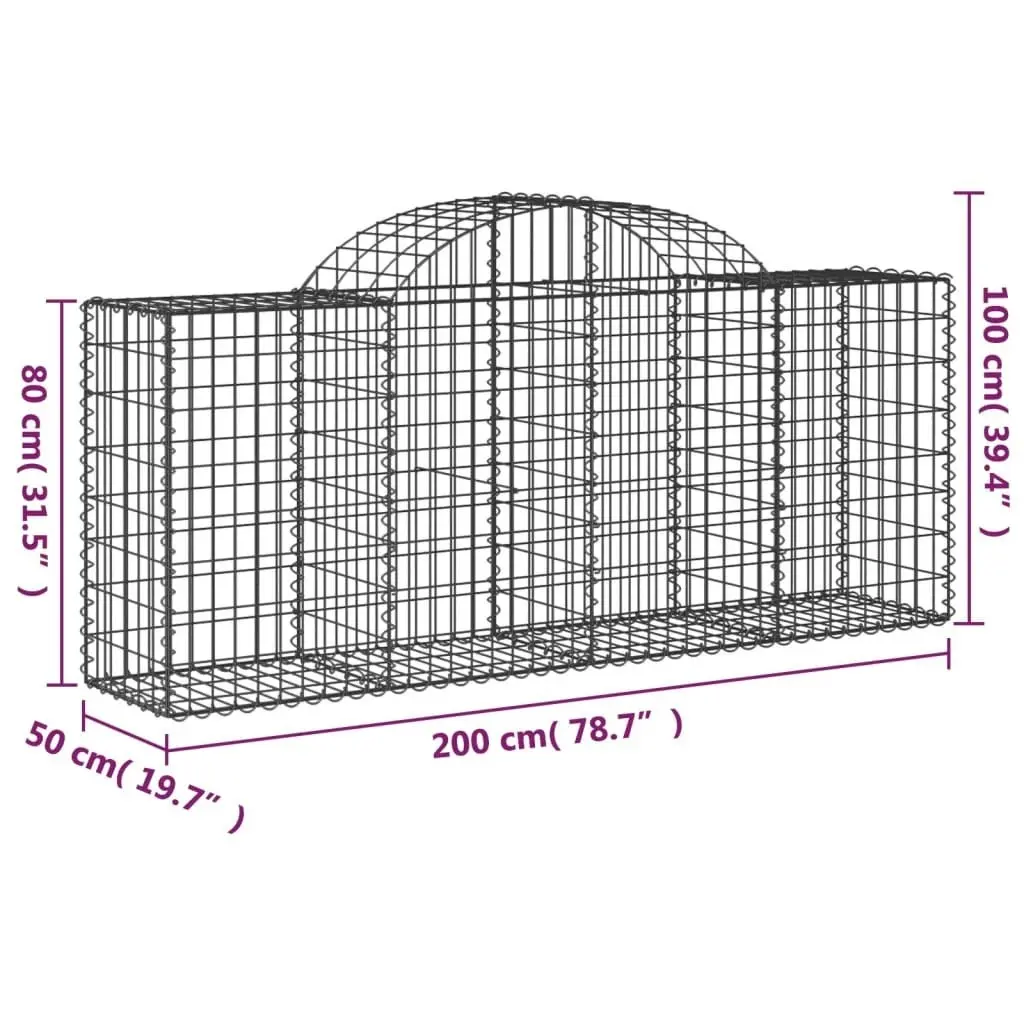 Arched Gabion Baskets 12 pcs 200x50x80/100 cm Galvanised Iron 3146309