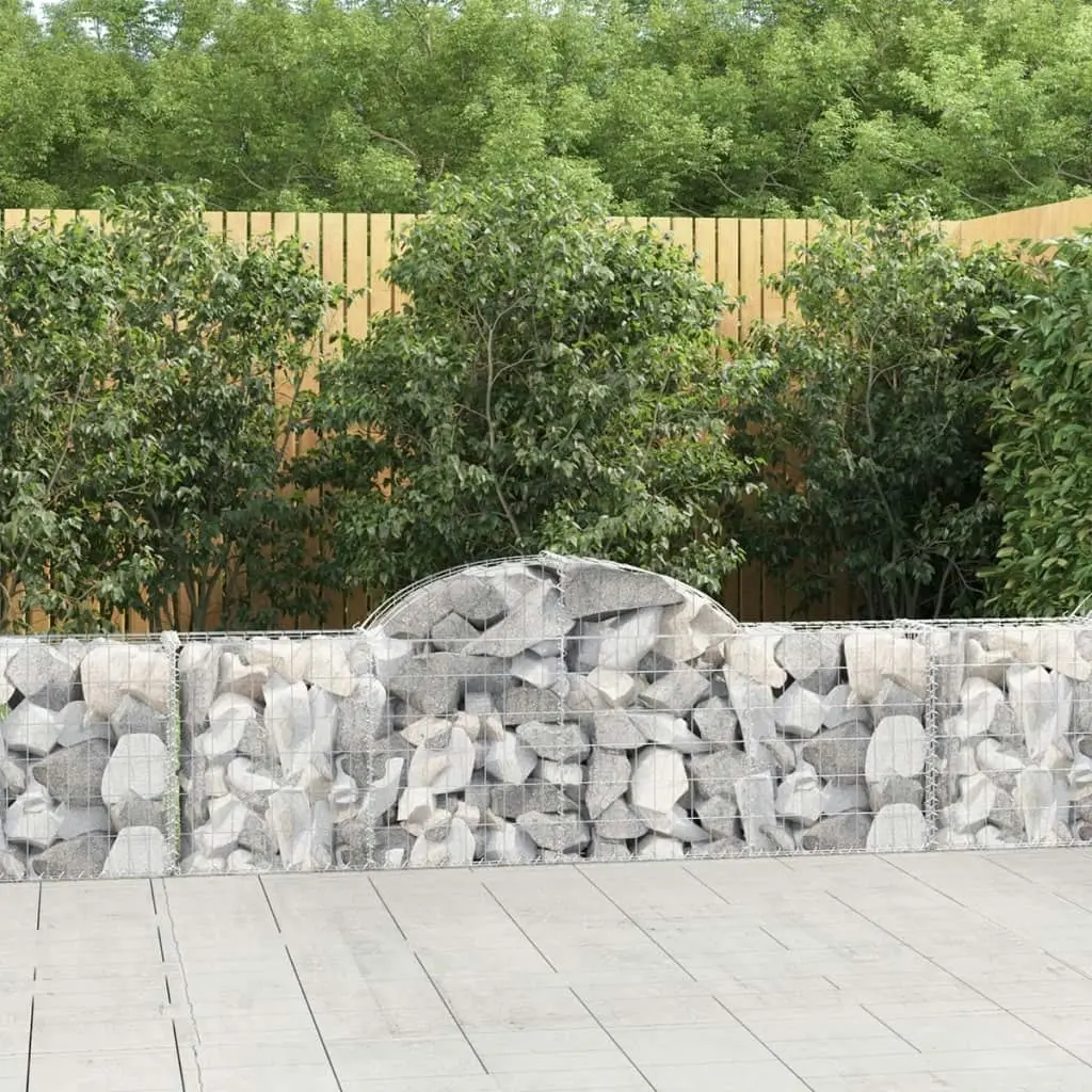 Arched Gabion Baskets 3 pcs 200x30x60/80 cm Galvanised Iron 3146069