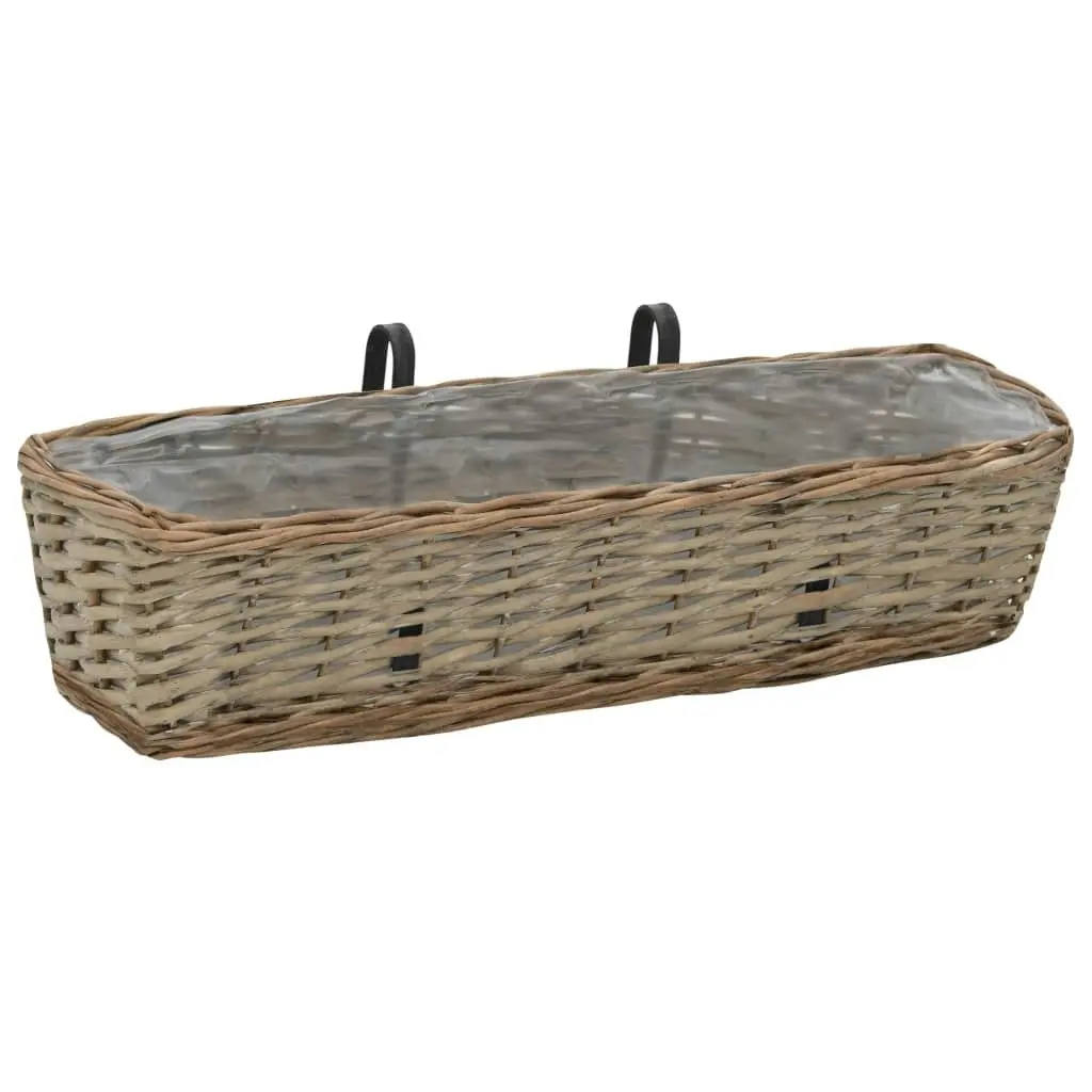 Balcony Planter 2 pcs Wicker with PE Lining 60 cm 246829