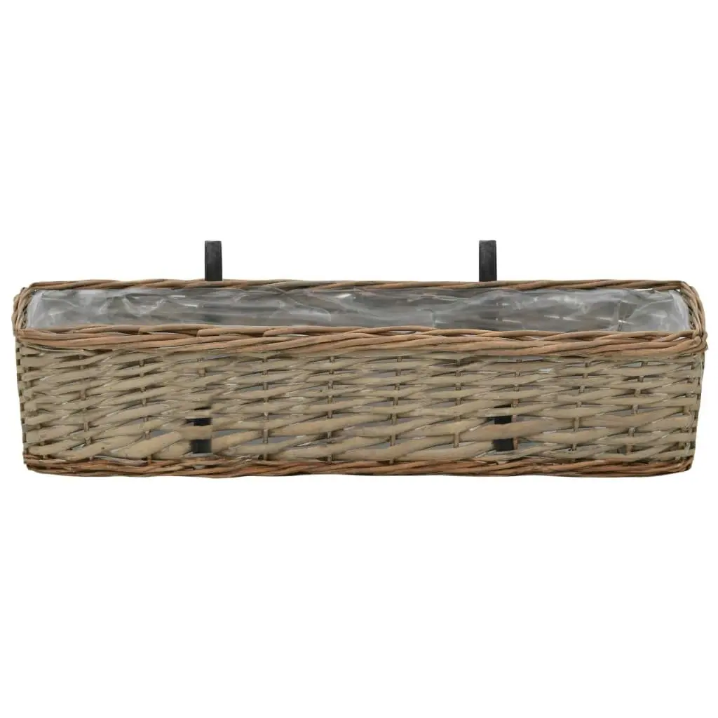 Balcony Planter 2 pcs Wicker with PE Lining 60 cm 246829