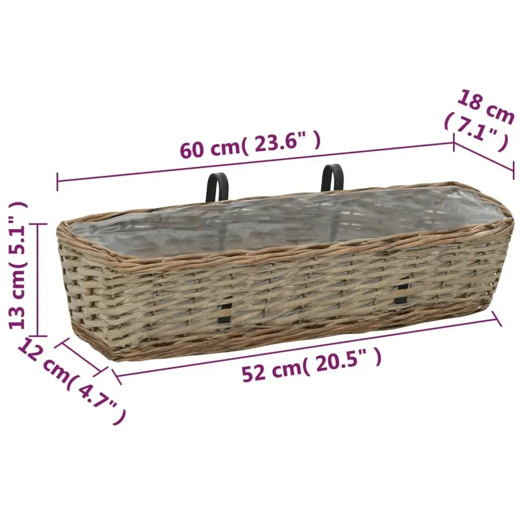 Balcony Planter 2 pcs Wicker with PE Lining 60 cm 246829