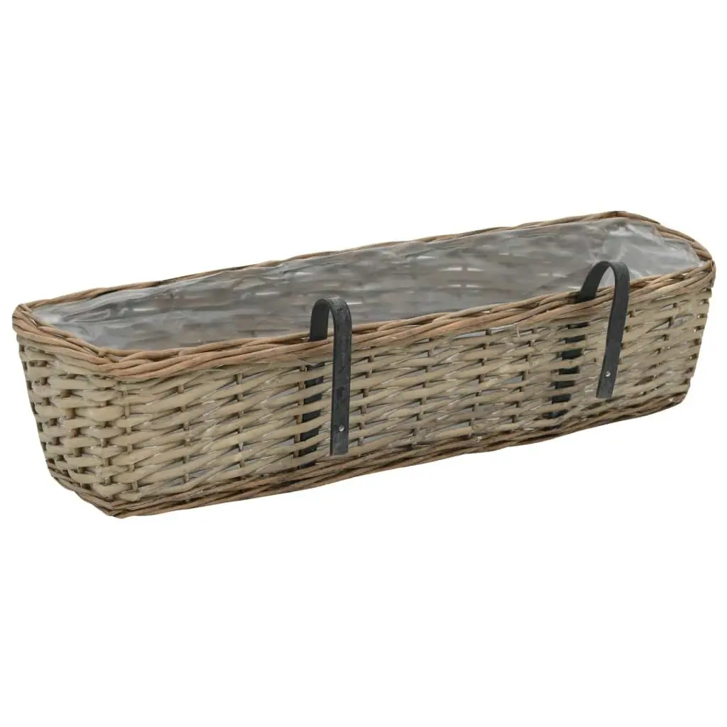 Balcony Planter 2 pcs Wicker with PE Lining 60 cm 246829