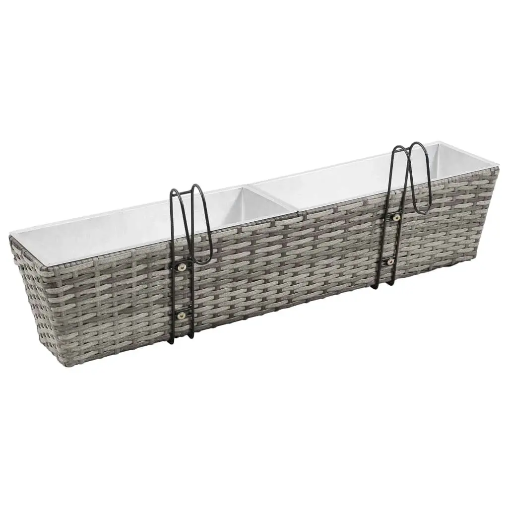 Balcony Raised Beds 2 pcs 80 cm Grey Poly Rattan 45429