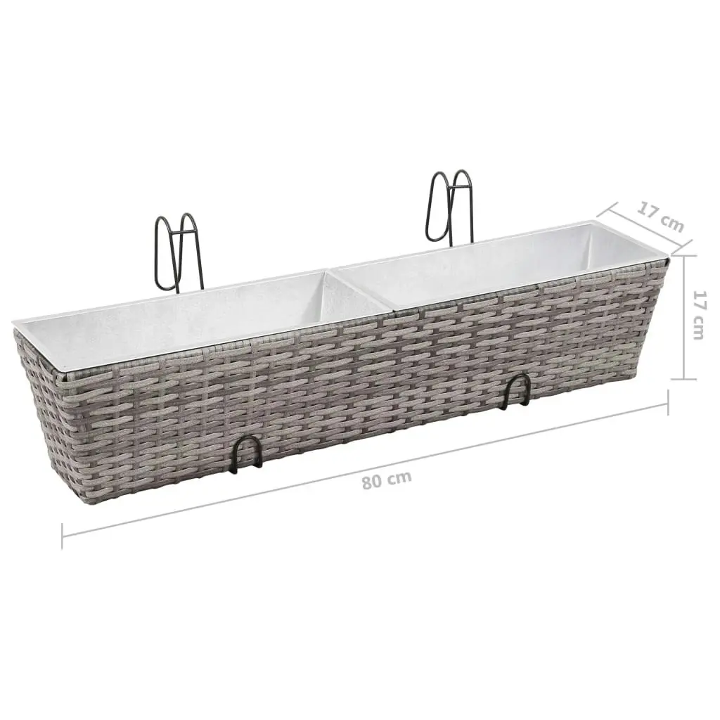 Balcony Raised Beds 2 pcs 80 cm Grey Poly Rattan 45429