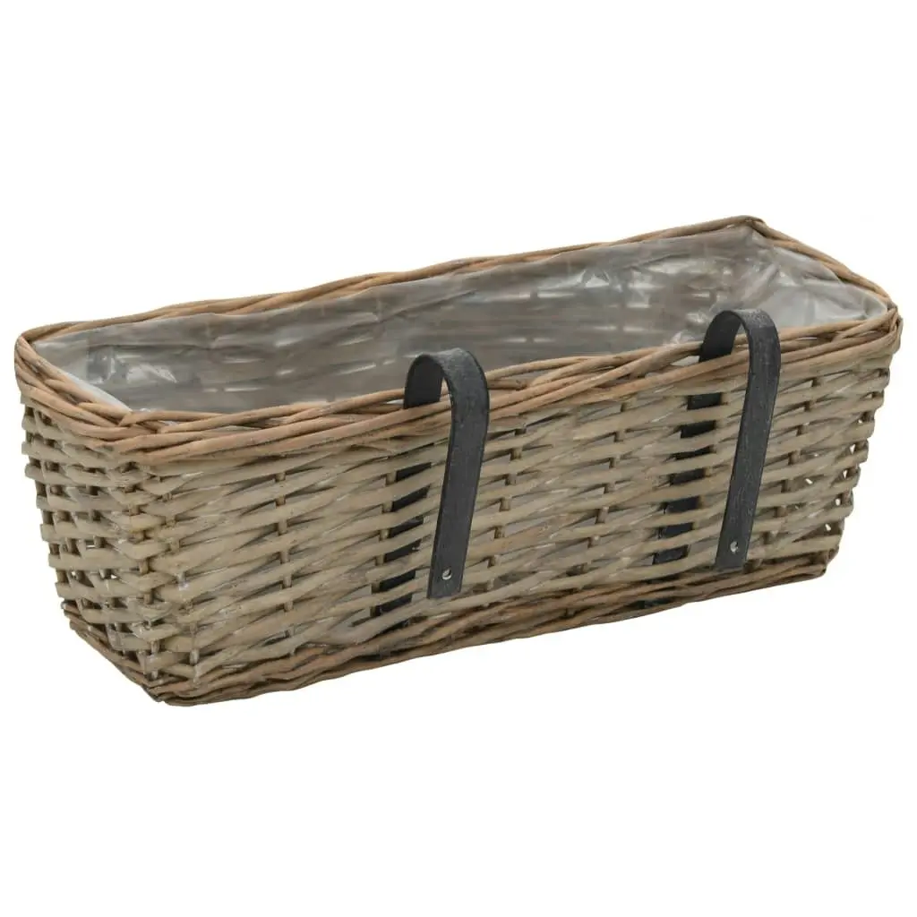 Balcony Planter 2 pcs Wicker with PE Lining 40 cm 246828