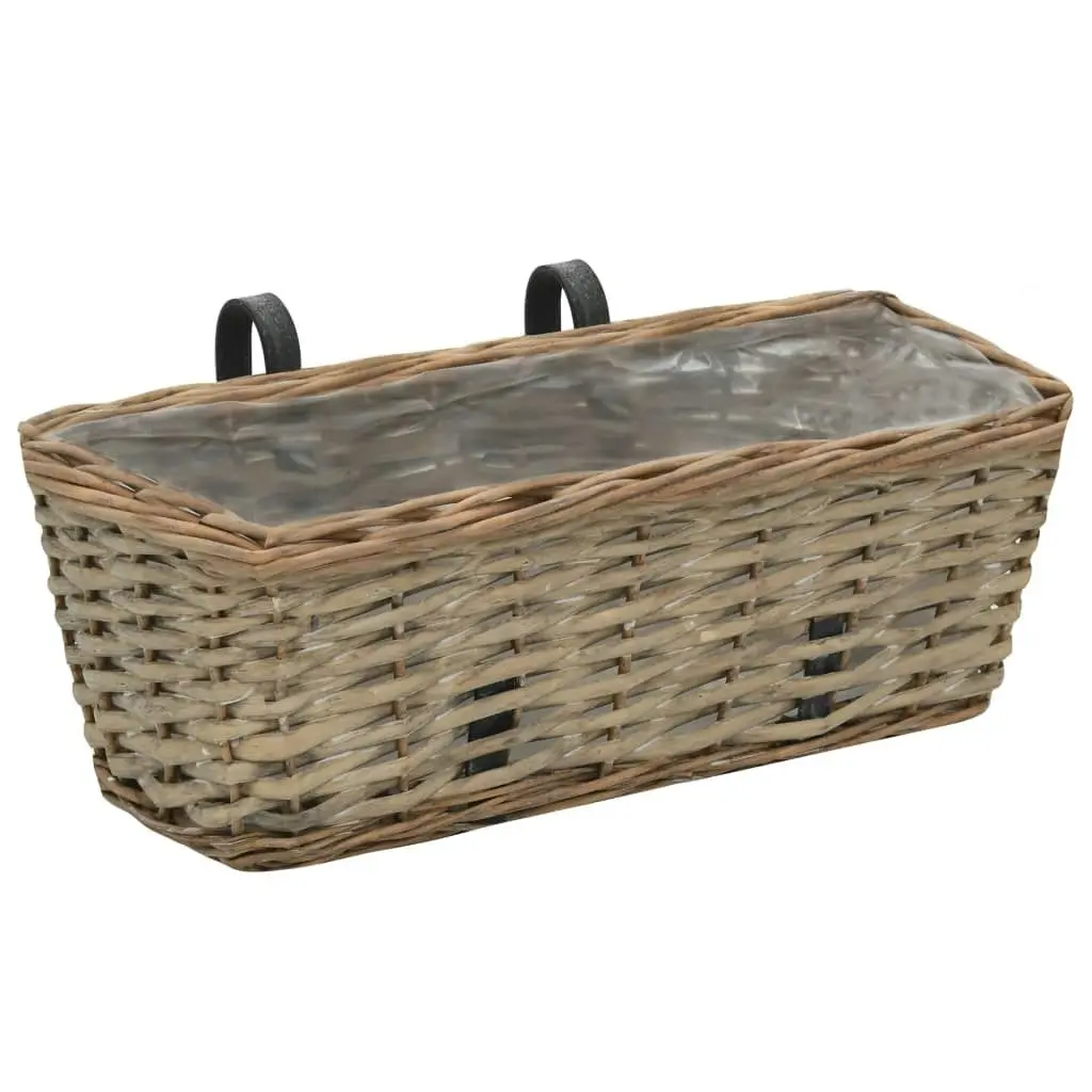 Balcony Planter 2 pcs Wicker with PE Lining 40 cm 246828