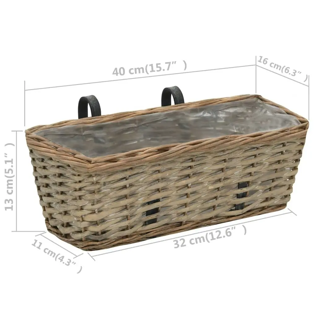 Balcony Planter 2 pcs Wicker with PE Lining 40 cm 246828