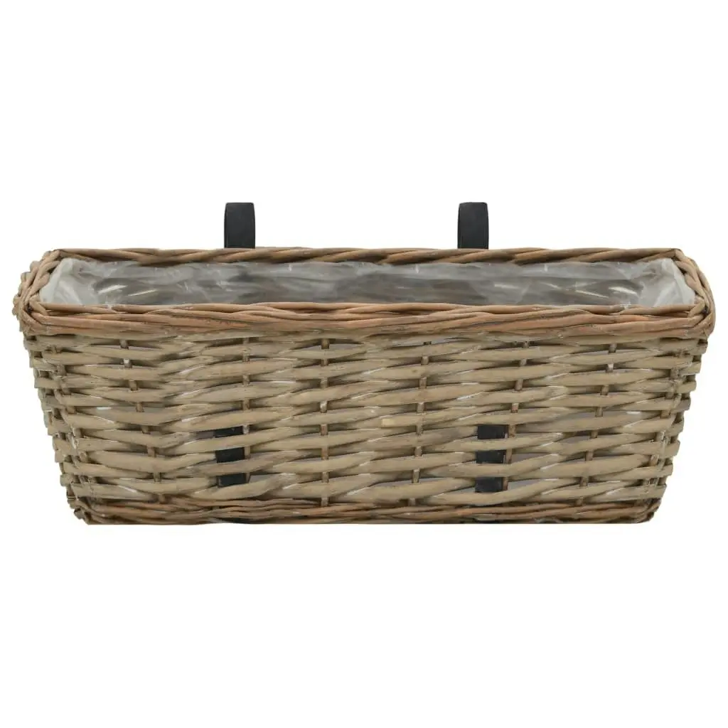 Balcony Planter 2 pcs Wicker with PE Lining 40 cm 246828