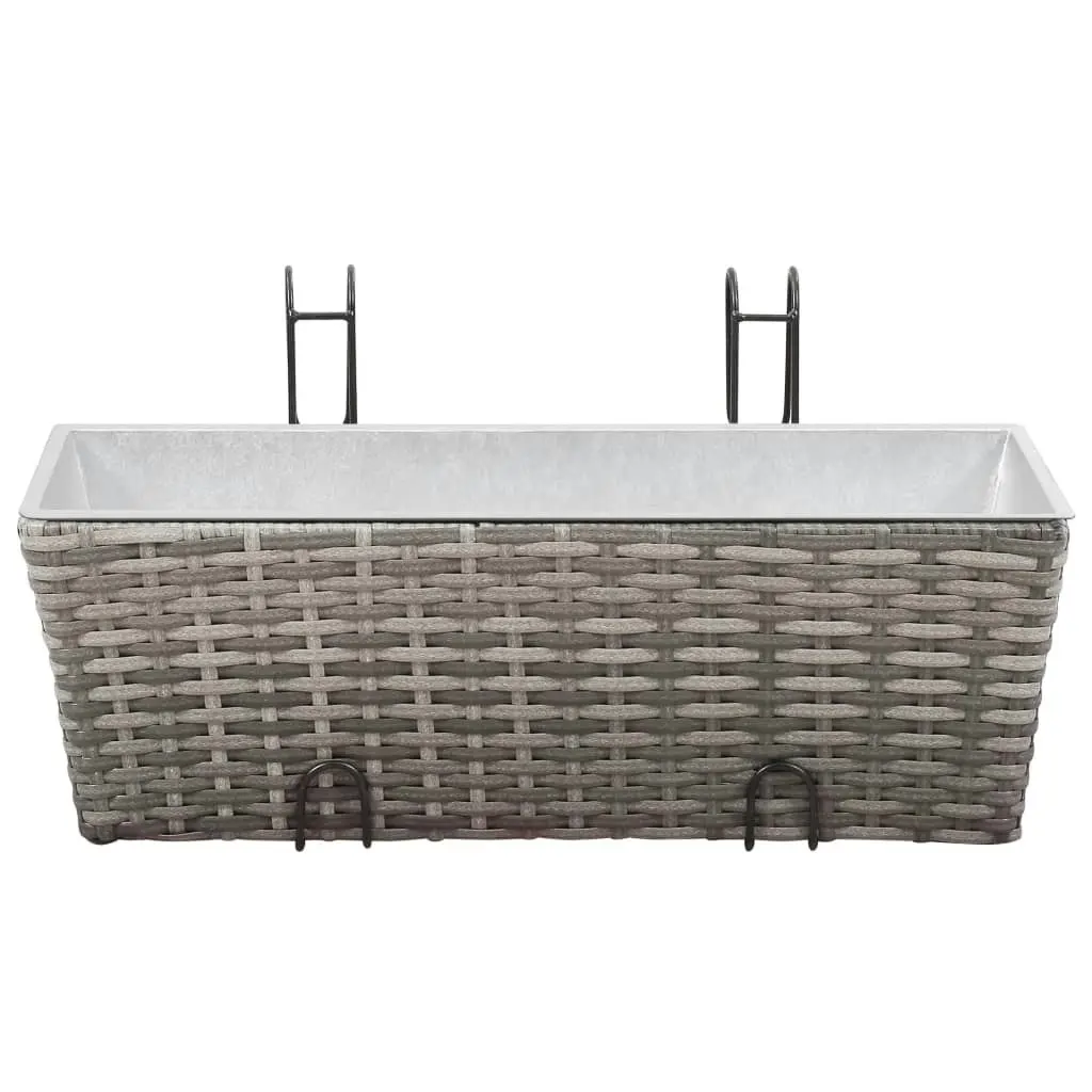 Balcony Raised Beds 2 pcs 50 cm Grey Poly Rattan 45428