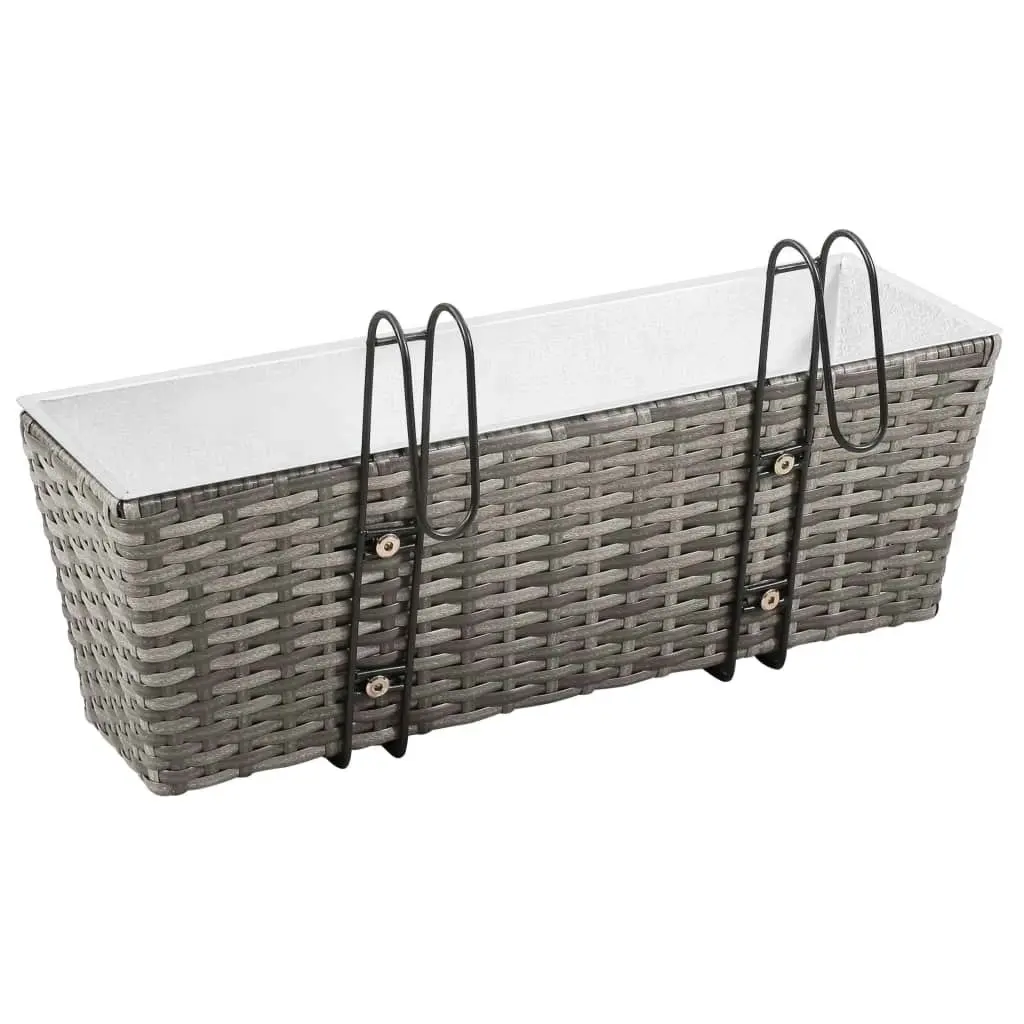 Balcony Raised Beds 2 pcs 50 cm Grey Poly Rattan 45428