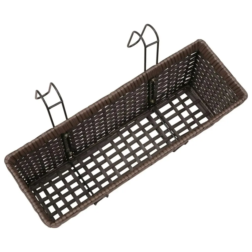 Balcony Trapezoid Rattan Planter Set 50 cm 2 pcs Brown 41087