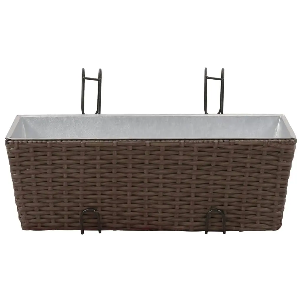 Balcony Trapezoid Rattan Planter Set 50 cm 2 pcs Brown 41087