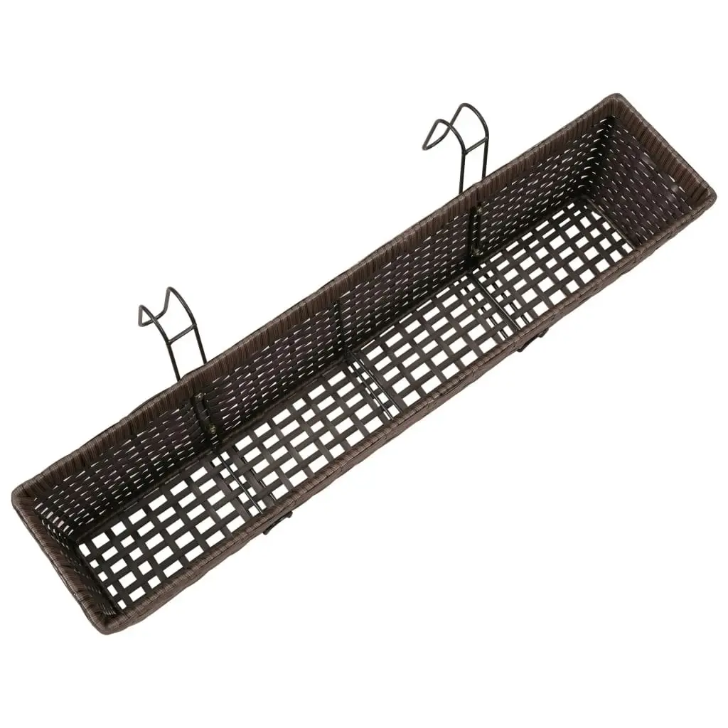 Balcony Trapezoid Rattan Planter Set 80 cm 2 pcs Brown 41089