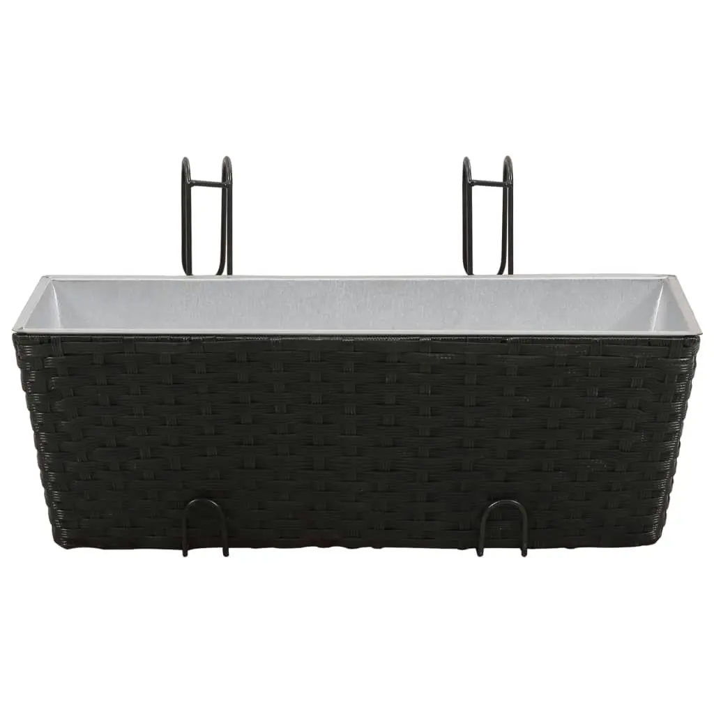 Balcony Trapezoid Rattan Planter 2 pcs Black 41086