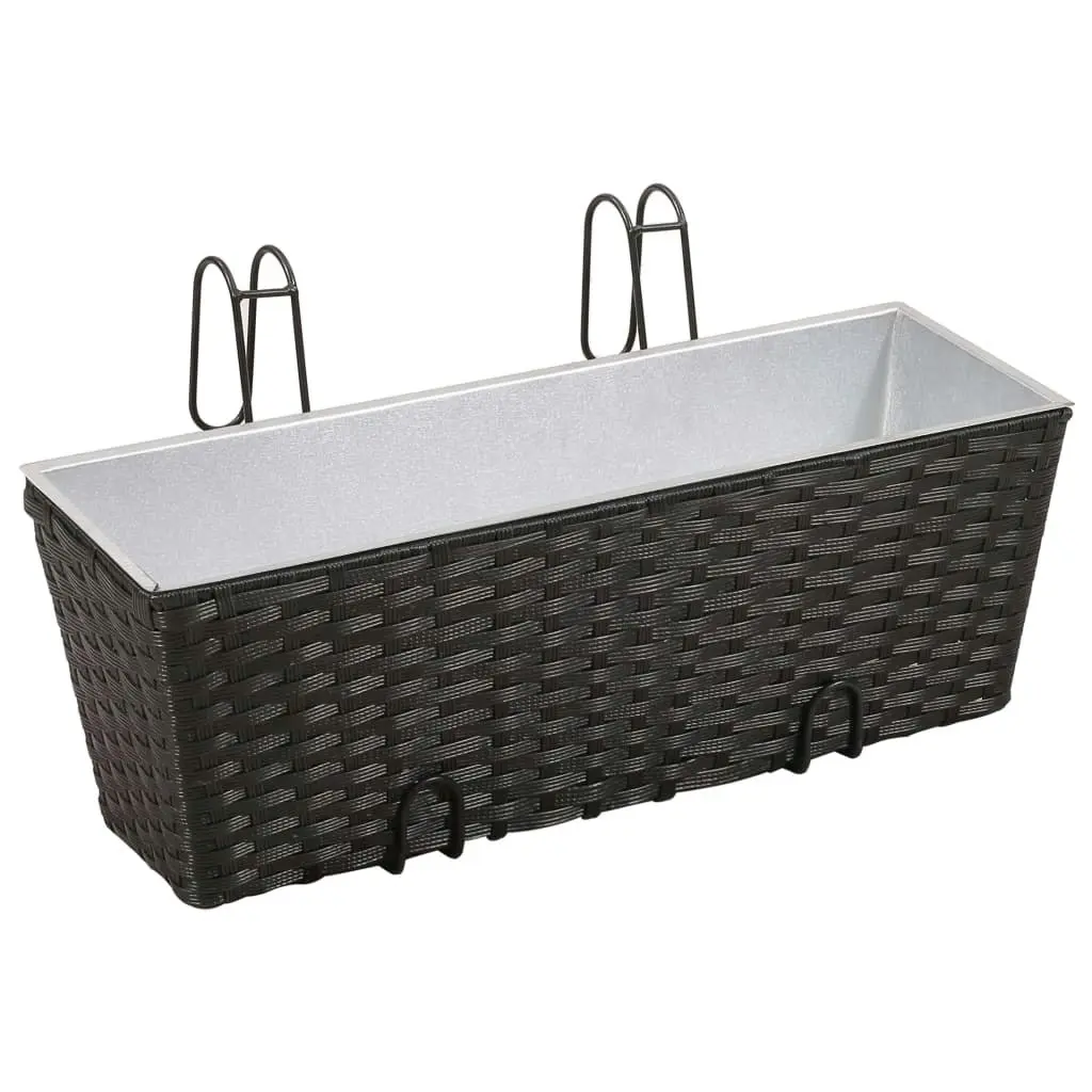 Balcony Trapezoid Rattan Planter 2 pcs Black 41086