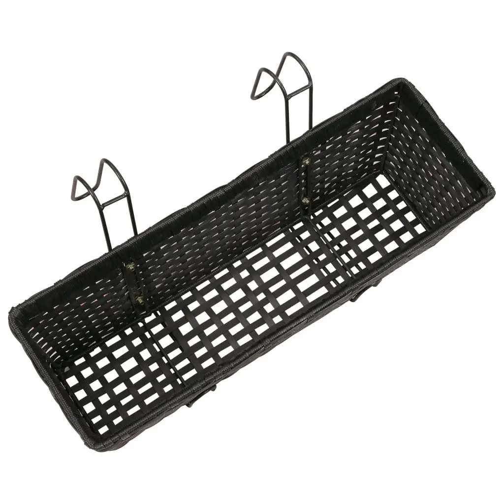 Balcony Trapezoid Rattan Planter 2 pcs Black 41086