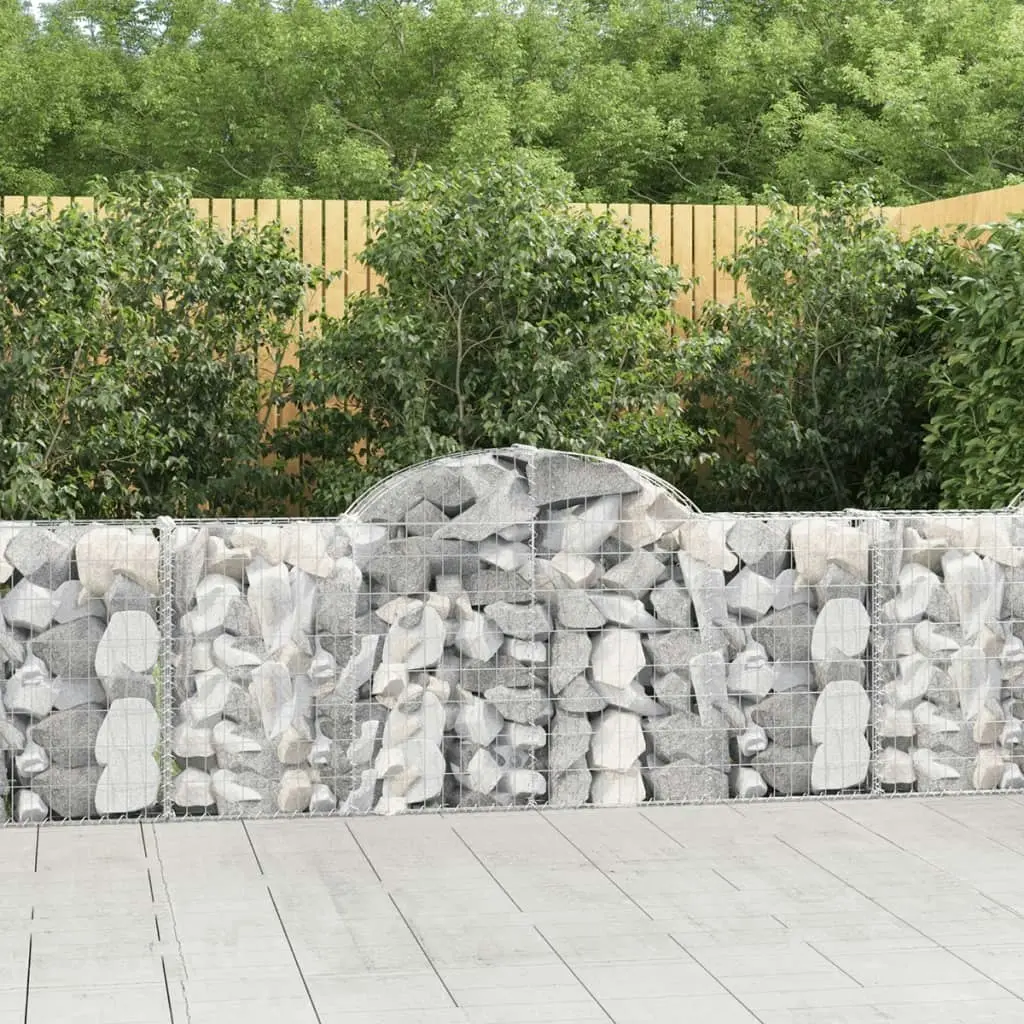 Arched Gabion Baskets 4 pcs 200x30x80/100 cm Galvanised Iron 3146091