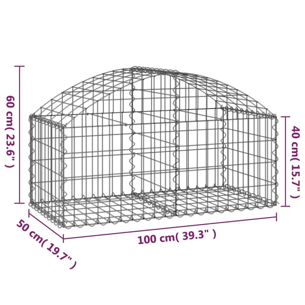 Arched Gabion Basket 100x50x40/60 cm Galvanised Iron 153432