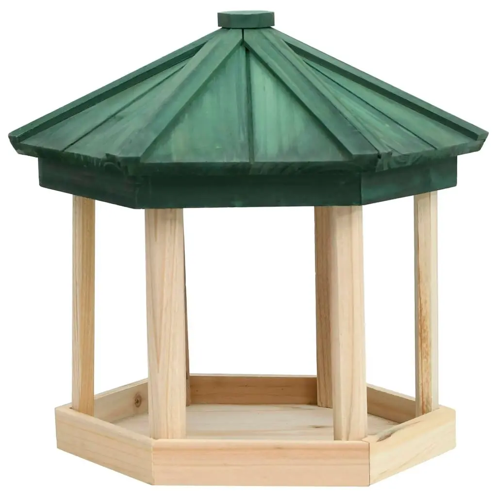 Bird Feeder Octagon Solid Firwood 33x30 cm 314816