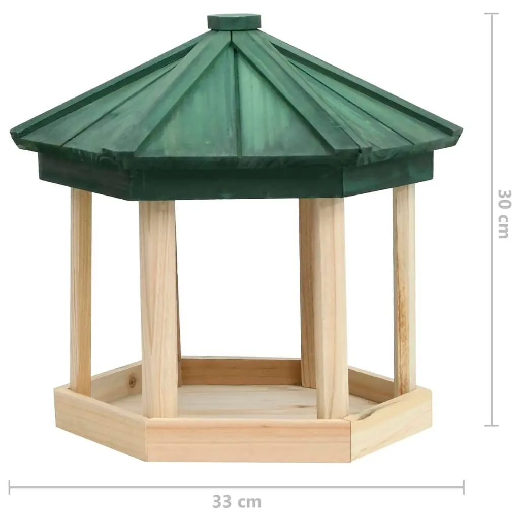 Bird Feeder Octagon Solid Firwood 33x30 cm 314816