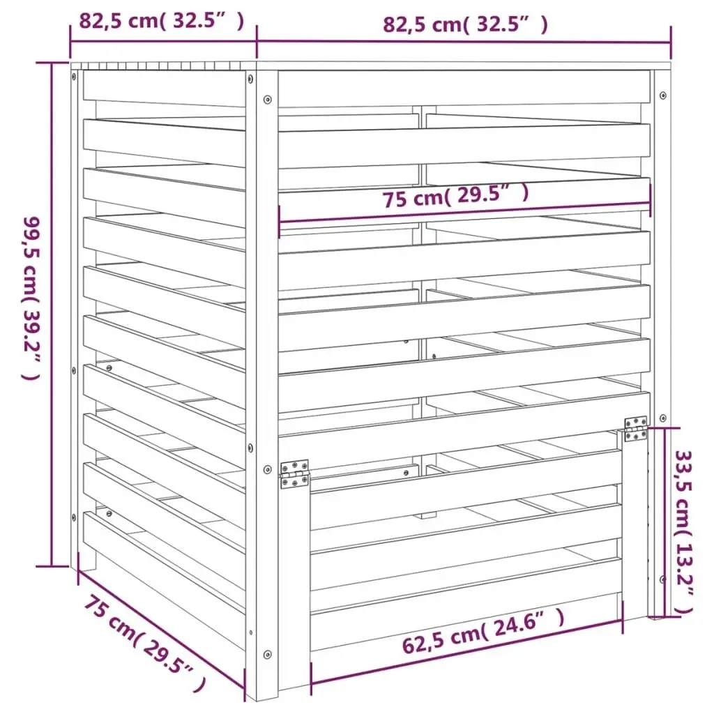 Composter 82.5x82.5x99.5 cm Solid Wood Pine 823815