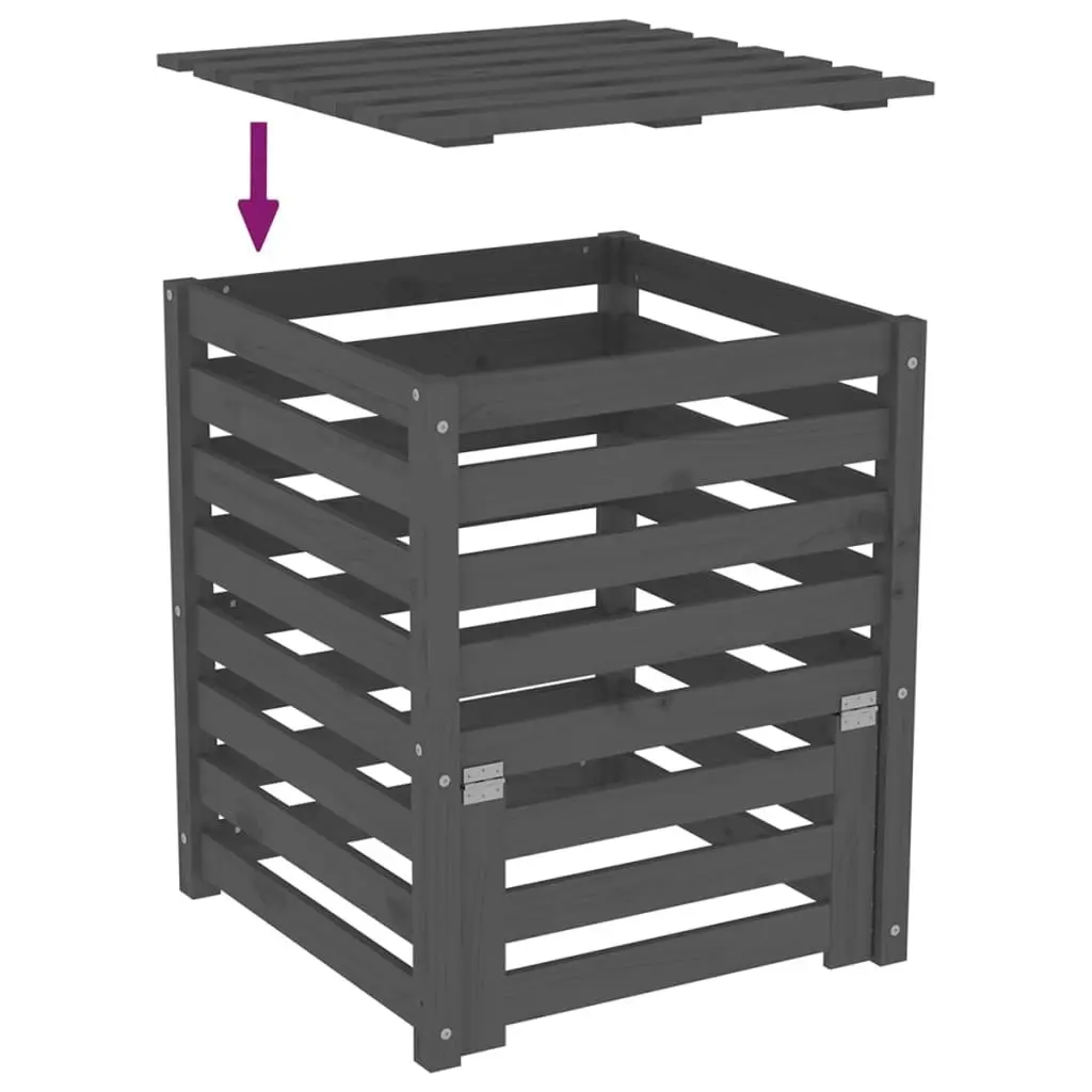 Composter Grey 63.5x63.5x77.5 cm Solid Wood Pine 823810