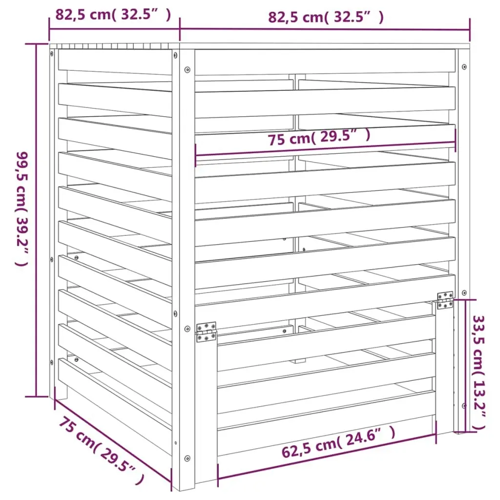 Composter White 82.5x82.5x99.5 cm Solid Wood Pine 823816