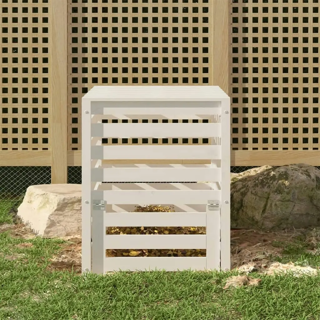 Composter White 63.5x63.5x77.5 cm Solid Wood Pine 823809