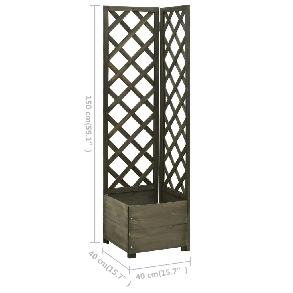 Corner Trellis Planter Grey 40x40x150 cm Solid Firwood 314837