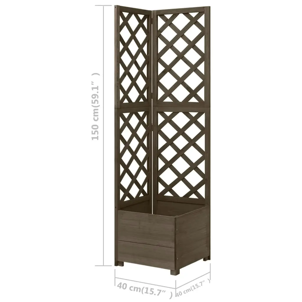 Corner Trellis Planter Grey 40x40x150 cm Solid Fir Wood 316412