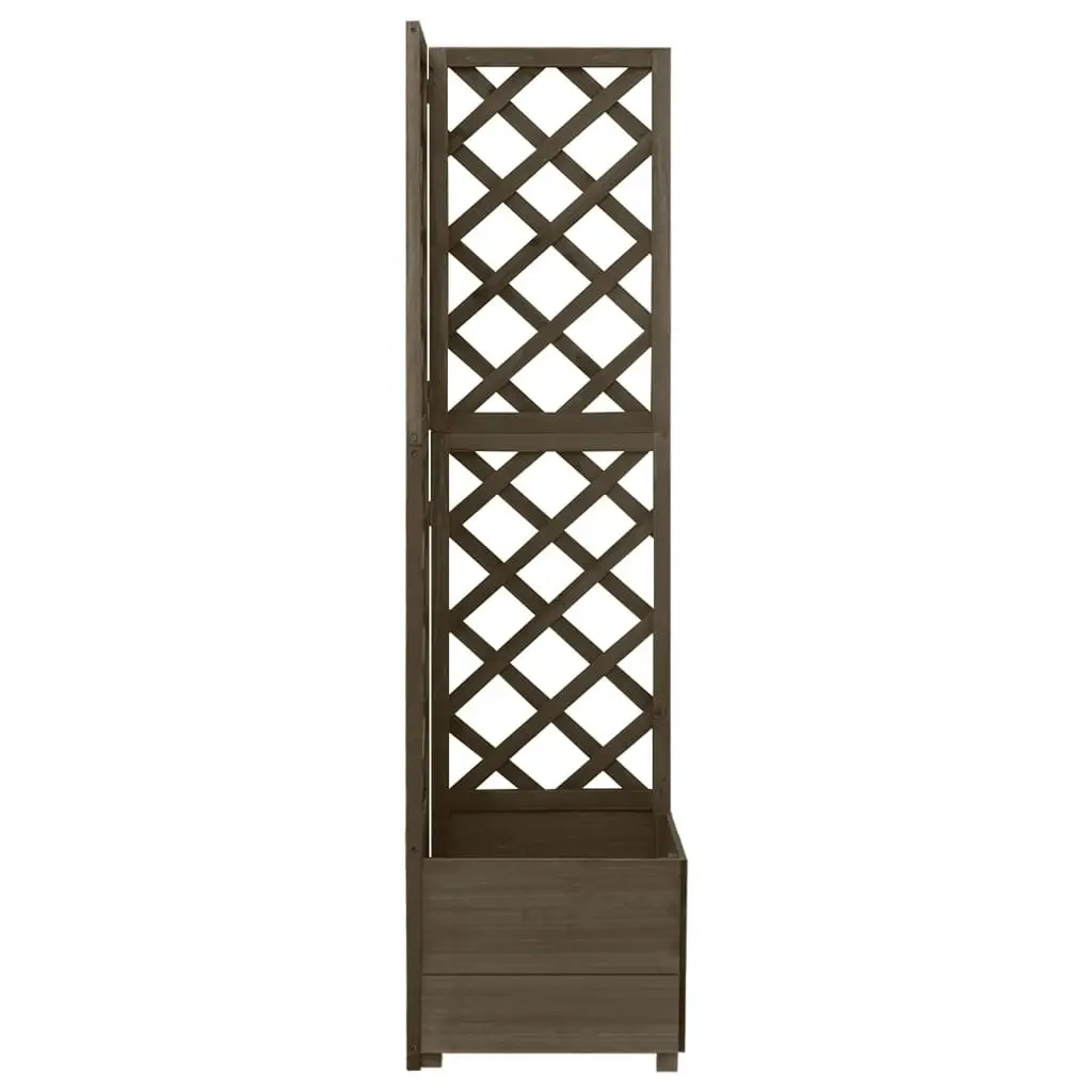 Corner Trellis Planter Grey 40x40x150 cm Solid Fir Wood 316412