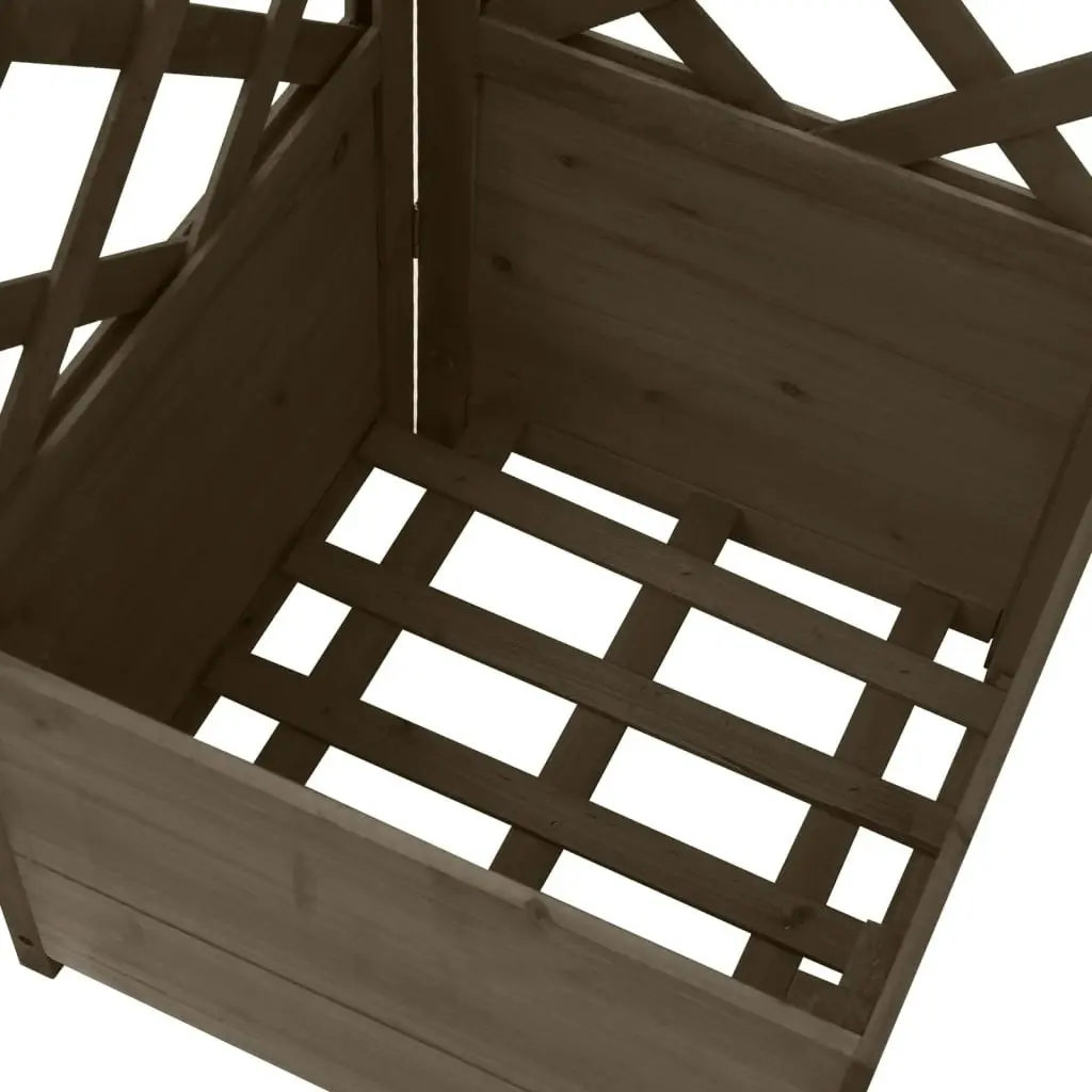 Corner Trellis Planter Grey 40x40x150 cm Solid Fir Wood 316412