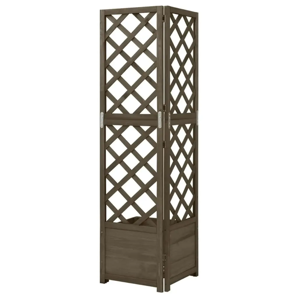 Corner Trellis Planter Grey 40x40x150 cm Solid Fir Wood 316412