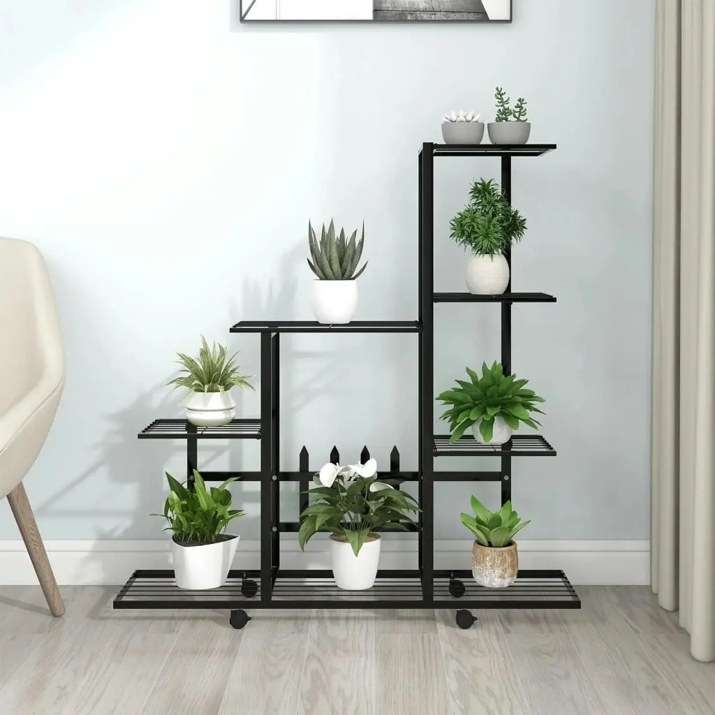 Flower Stand with Wheel 94.5x25x92.5 cm Black Metal 336114