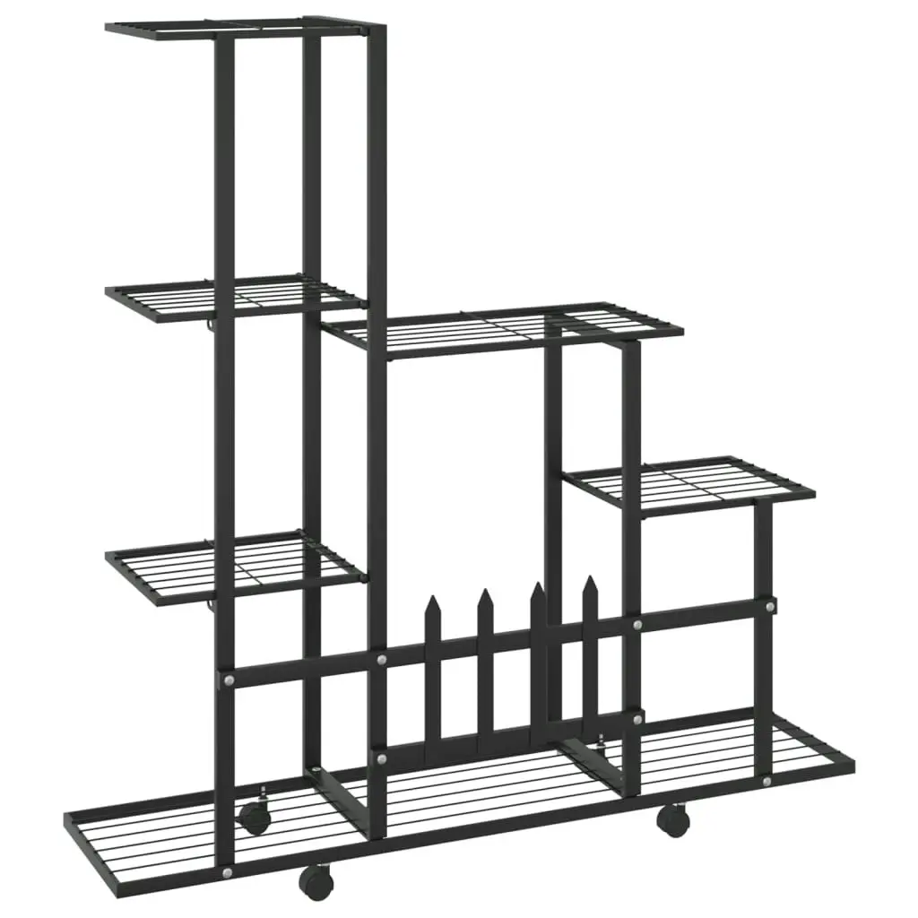 Flower Stand with Wheel 94.5x25x92.5 cm Black Metal 336114