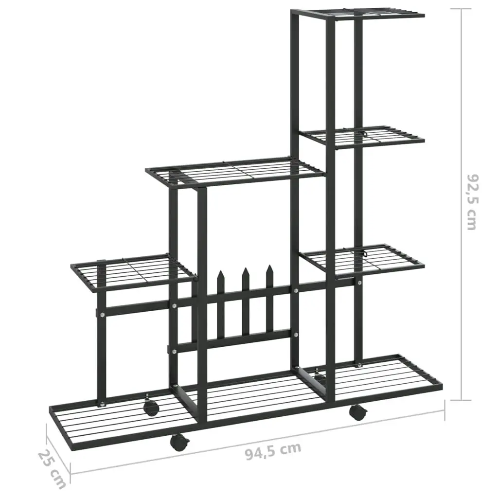 Flower Stand with Wheel 94.5x25x92.5 cm Black Metal 336114