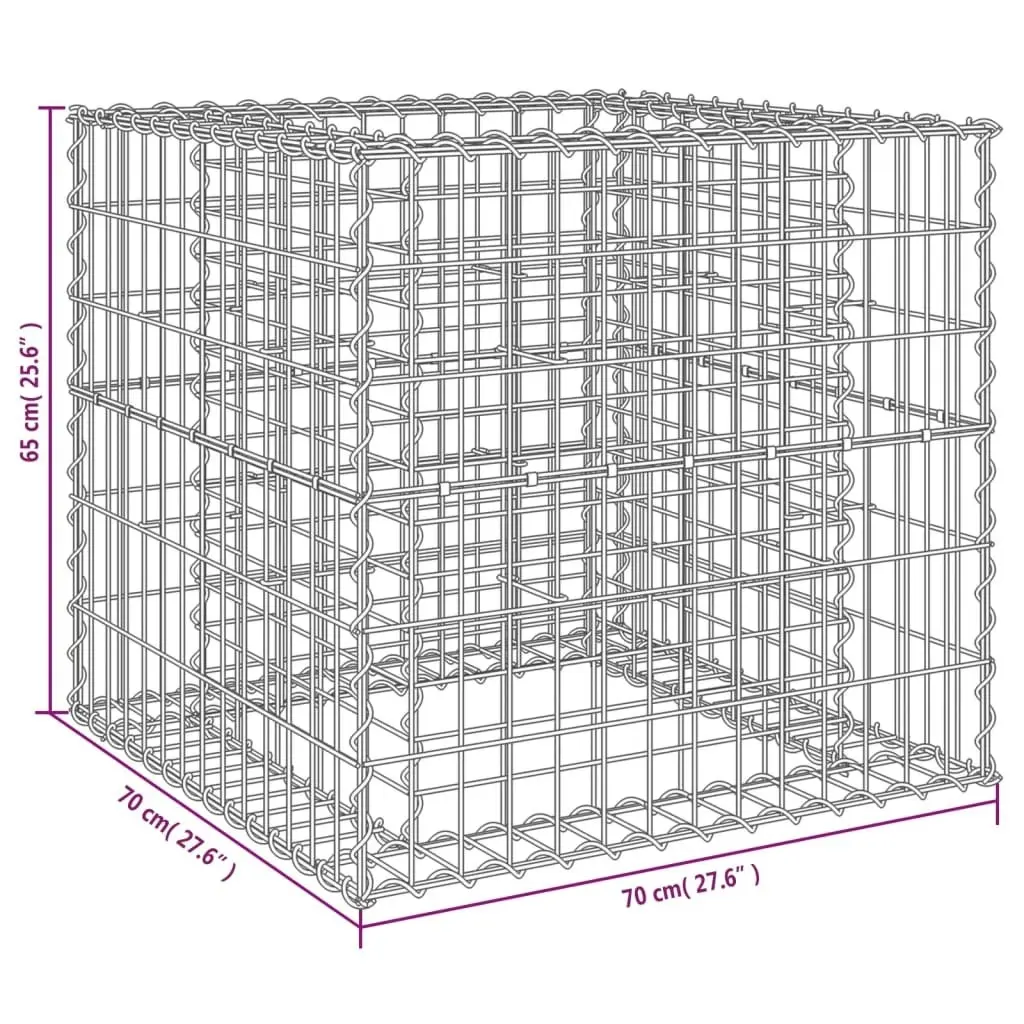 Gabion Basket Silver 70x70x65 cm Galvanised Iron 364850