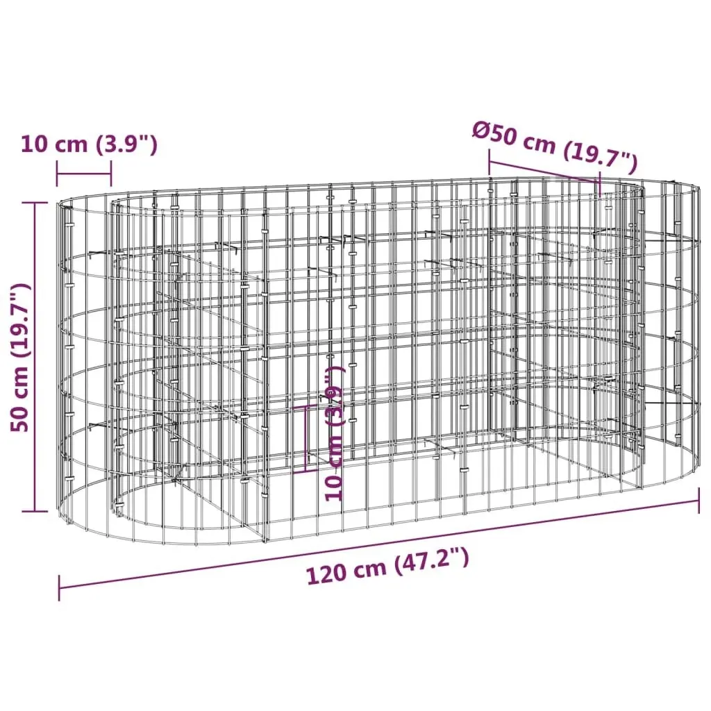 Gabion Raised Bed Galvanised Iron 120x50x50 cm 152024