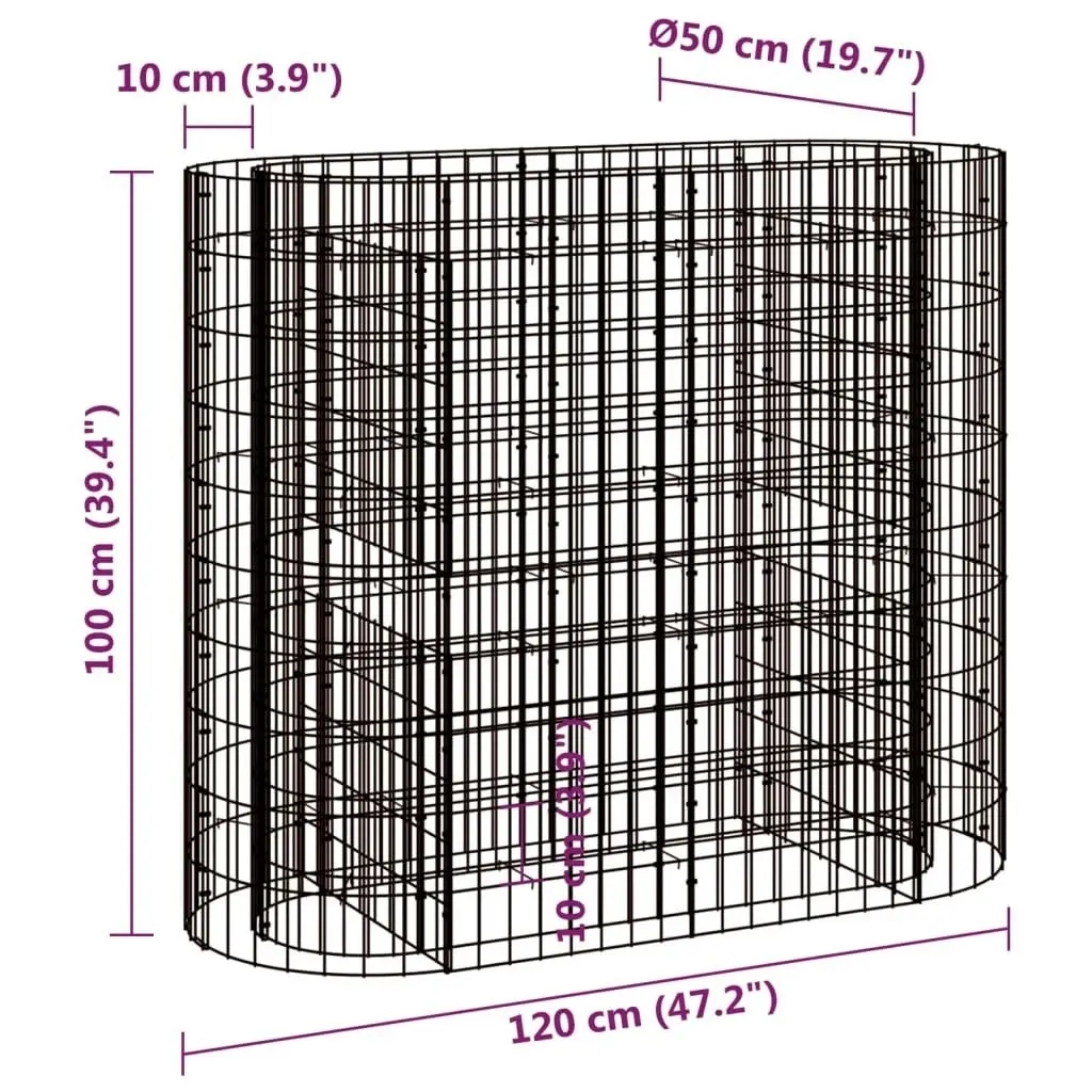 Gabion Raised Bed Galvanised Iron 120x50x100 cm 152032