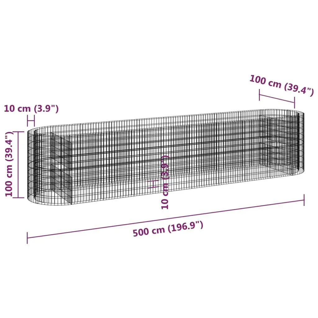 Gabion Raised Bed Galvanised Iron 500x100x100 cm 152048