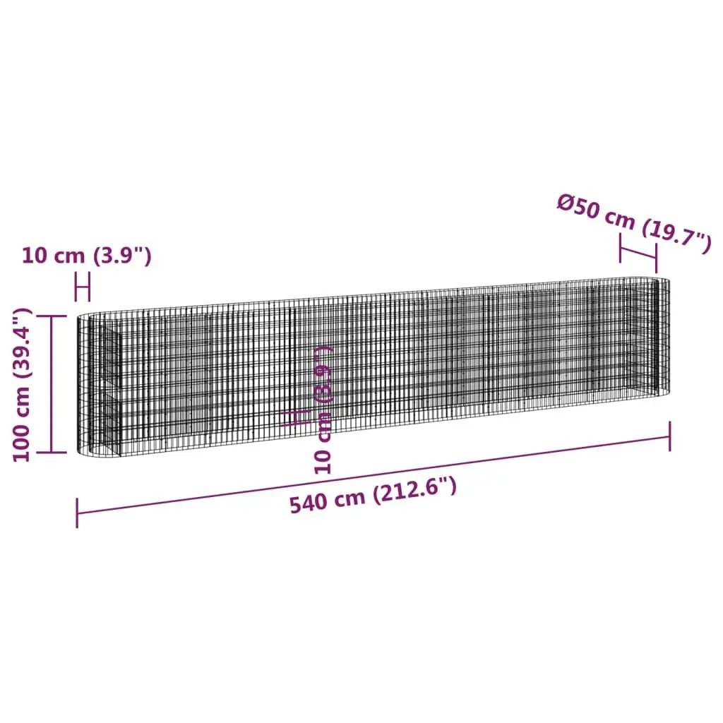 Gabion Raised Bed Galvanised Iron 540x50x100 cm 152038