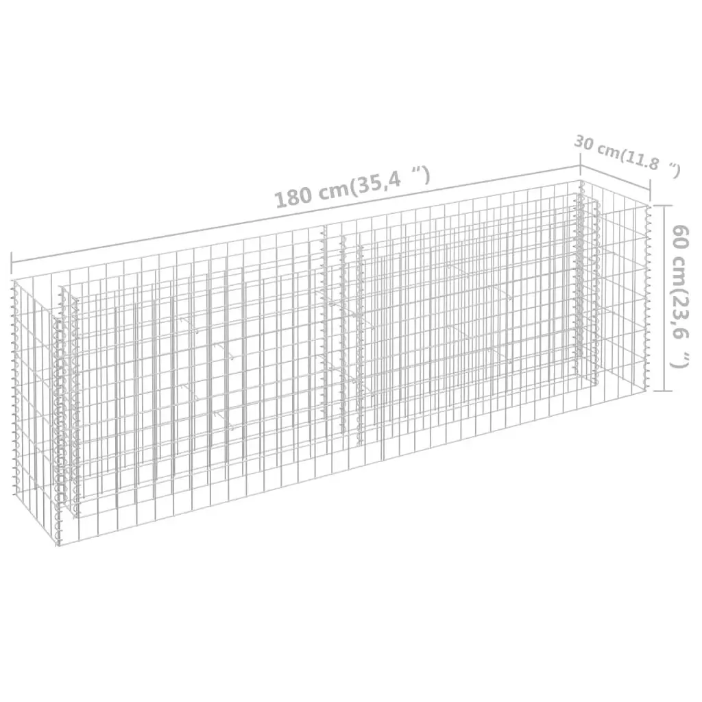 Gabion Raised Bed Galvanised Steel 180x30x60 cm 145634